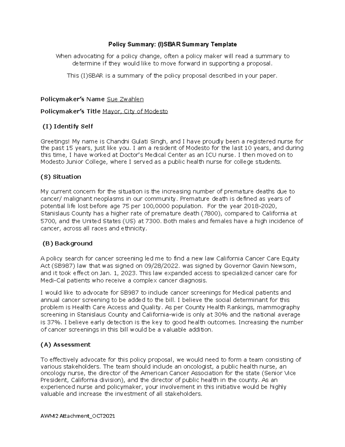 SBAR Summary D025 - Policy Summary: (I)SBAR Summary Template When ...