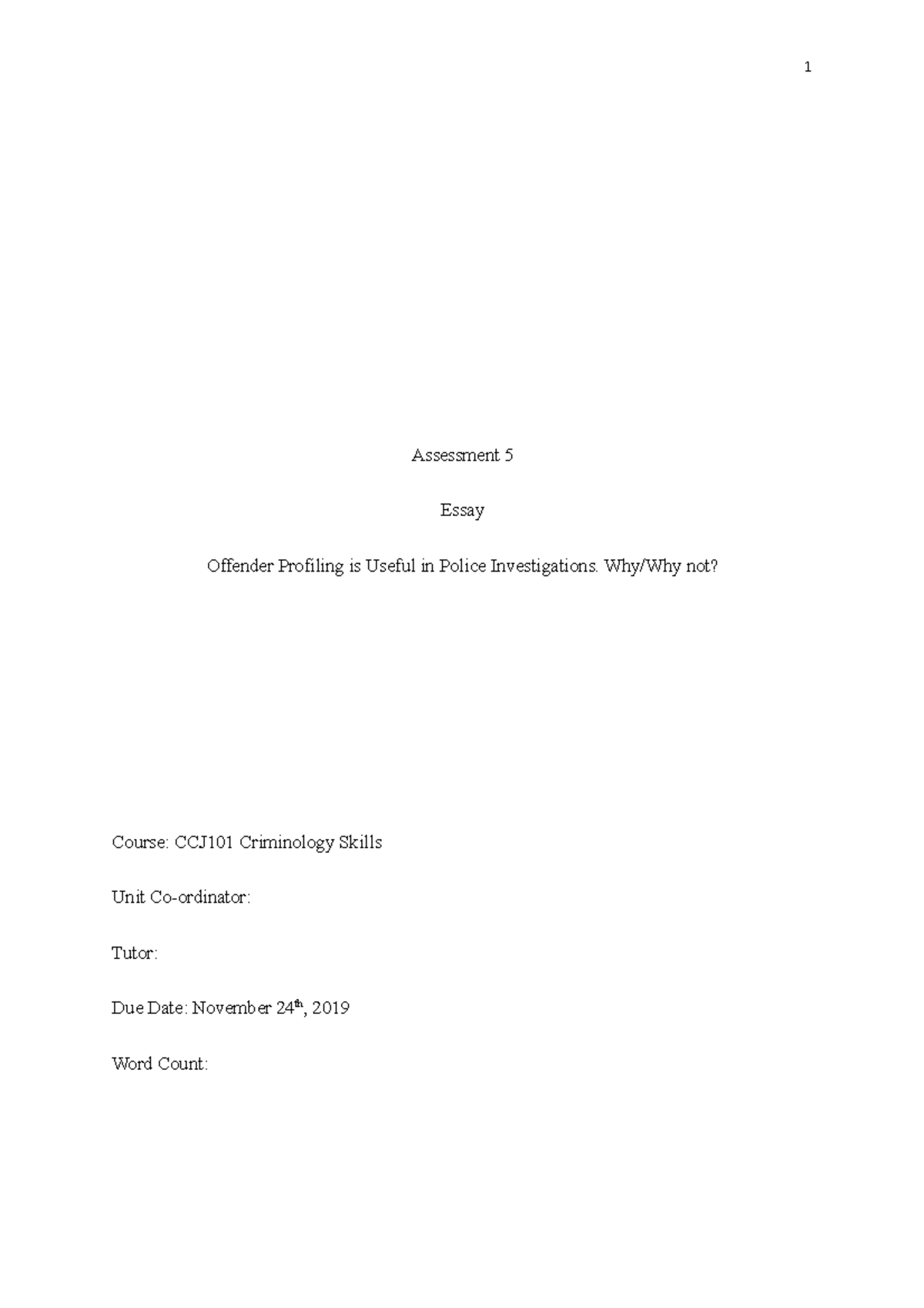 ccj101-offender-profiling-essay-assessment-5-essay-offender-profiling