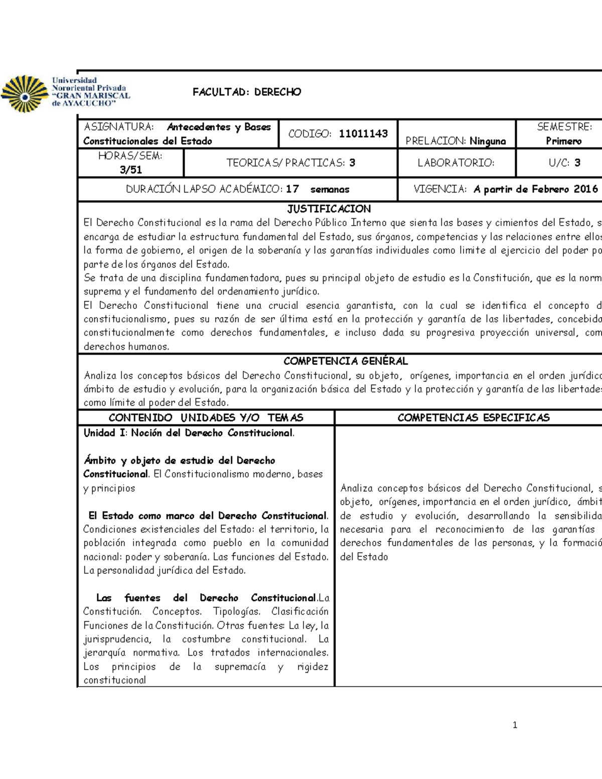 Programa De Antecedentes Y Bases Constitucionales Del Estado - FACULTAD ...