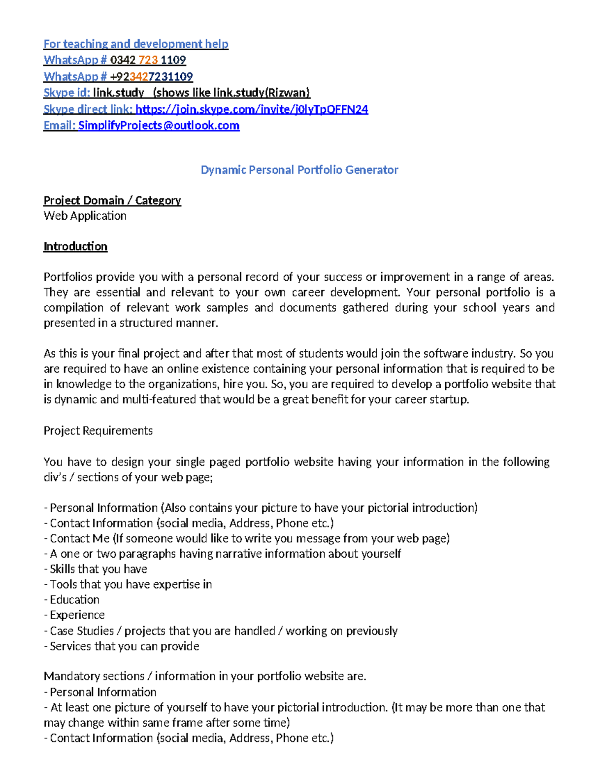 Dynamic Personal Portfolio Generator - For teaching and development ...