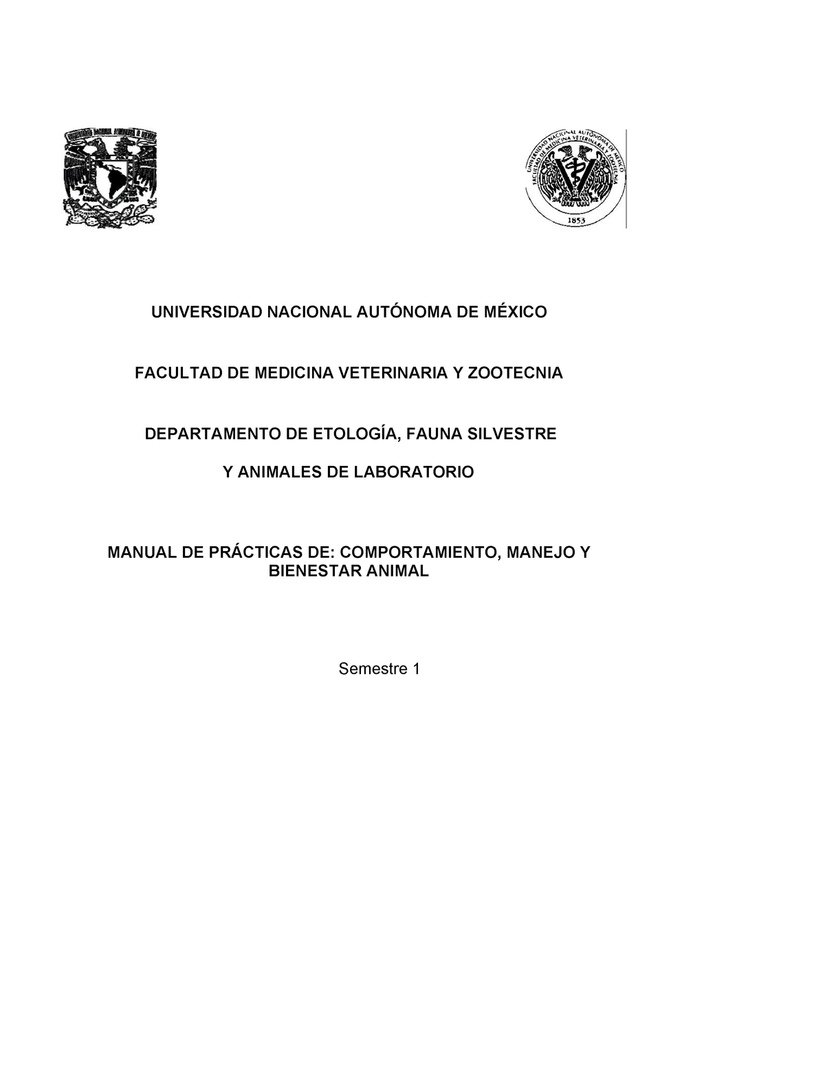 Manual de Practicas de Comportamiento, Manejo y Bienestar Animal -  UNIVERSIDAD NACIONAL AUTÓNOMA DE - Studocu
