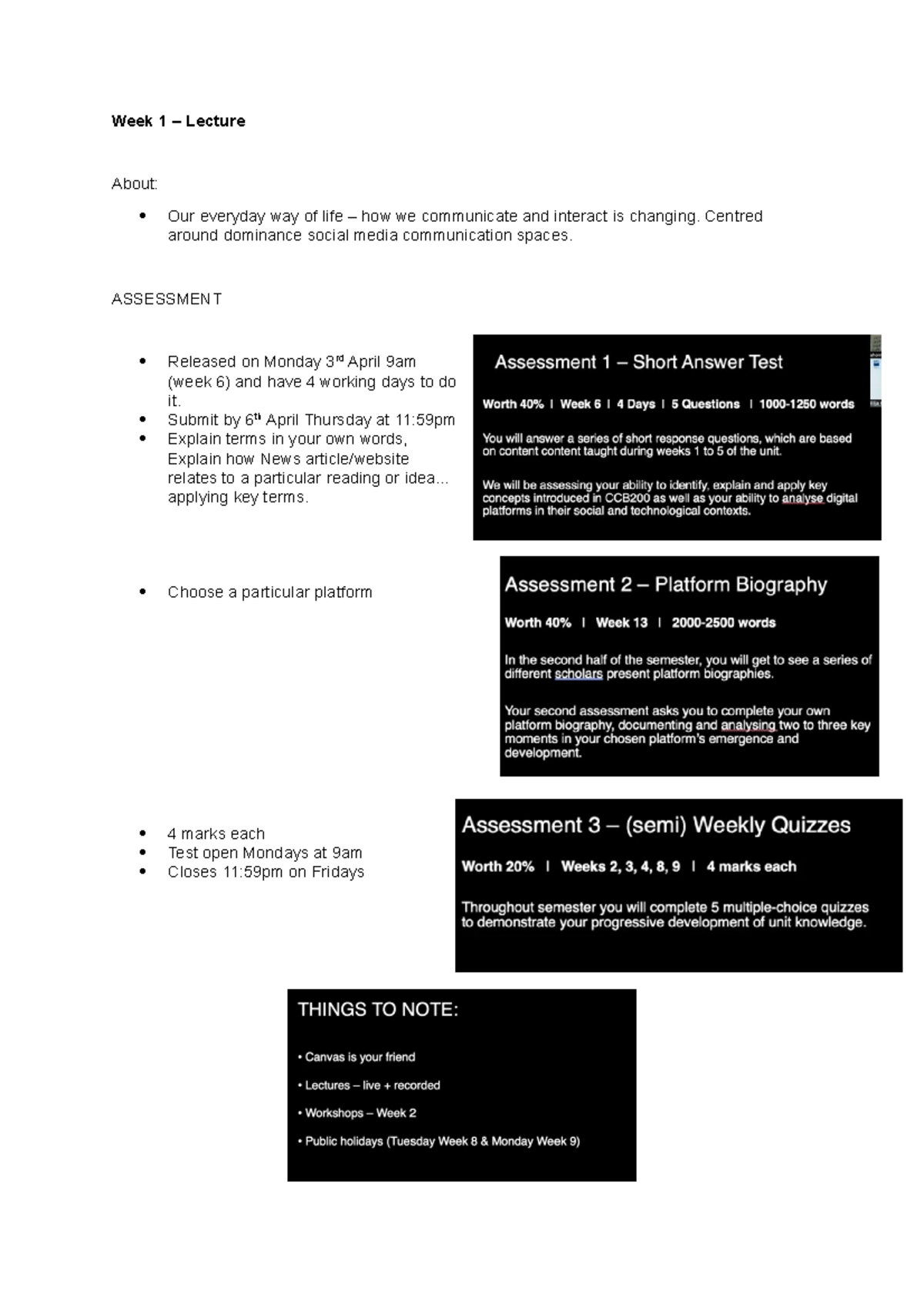 Week 1 - Week 1 Lecture Notes - Week 1 – Lecture About: Our everyday ...