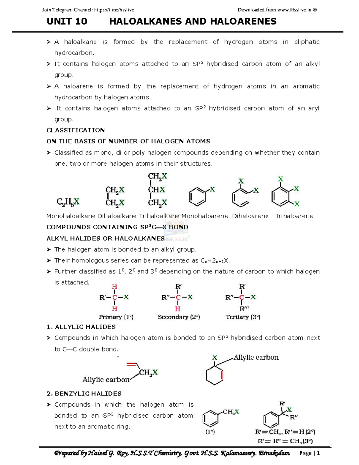 Hsslive-xii-chem-10. Alkyhalides and Aryl Halides - UNIT 10 HALOALKANES ...