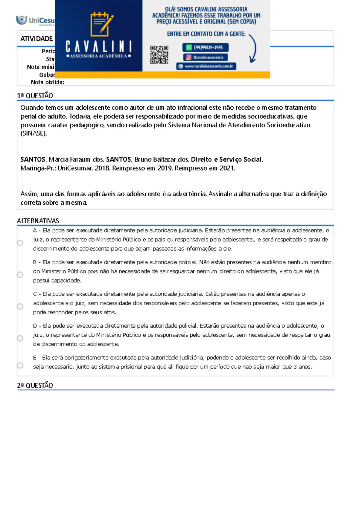 Atividade 2 - SSOC - Direito E Serviço Social - 52-2024 - ATIVIDADE 2 ...