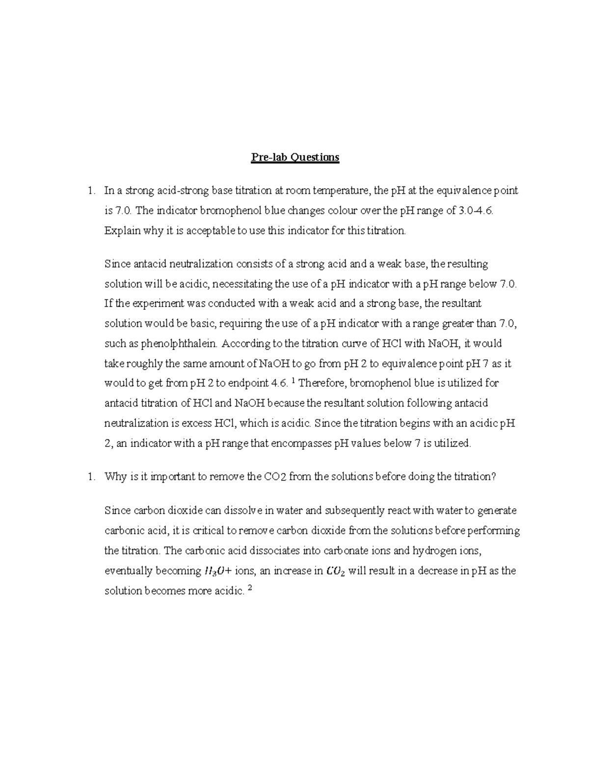 Experiment 3 Prelab Analysis Of An Antacid Tablet Name Laiba