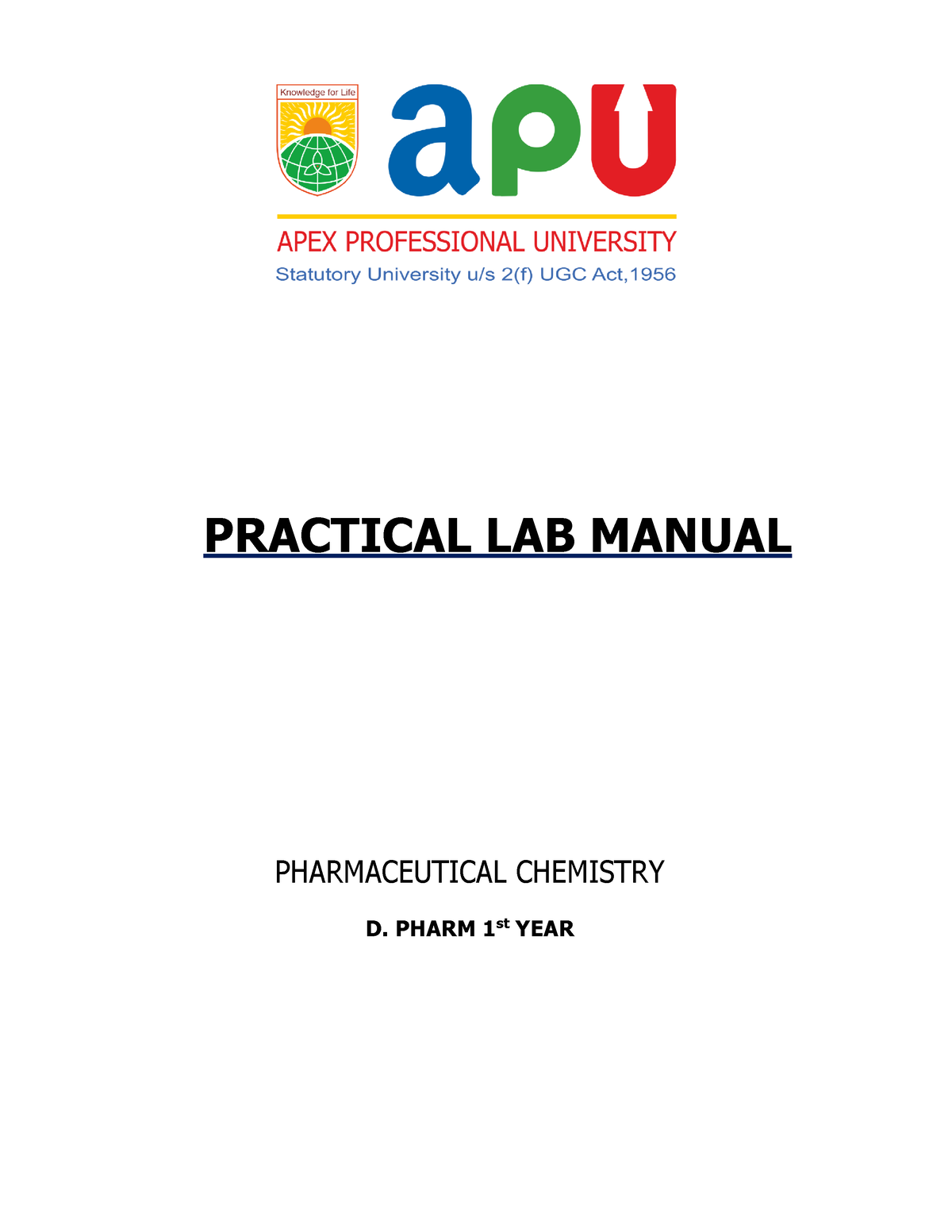 LM Pharm Chem D.pharm 1st Year - PRACTICAL LAB MANUAL PHARMACEUTICAL ...