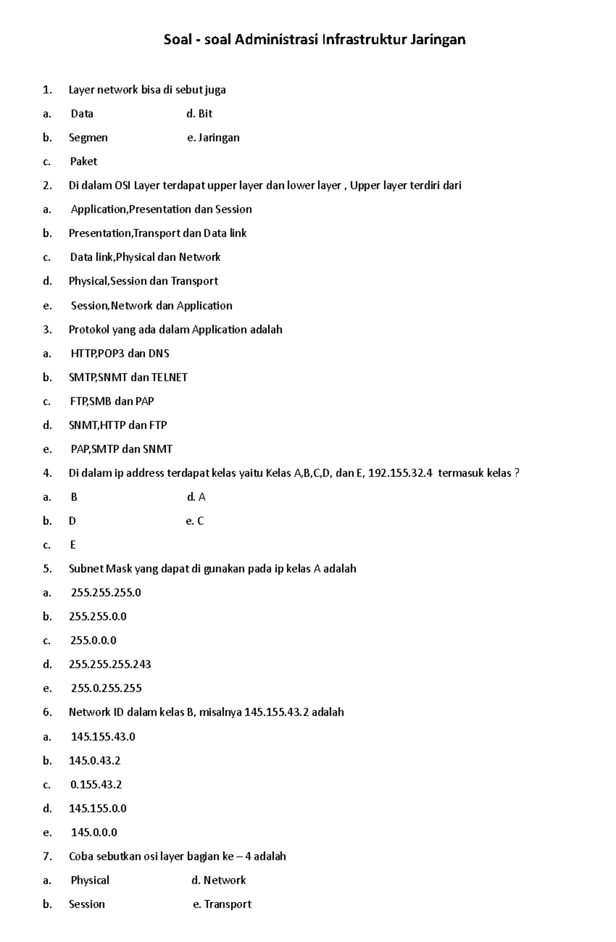 Soal Soal AIJ Kelas XI TKJ - Soal - Soal Administrasi Infrastruktur ...