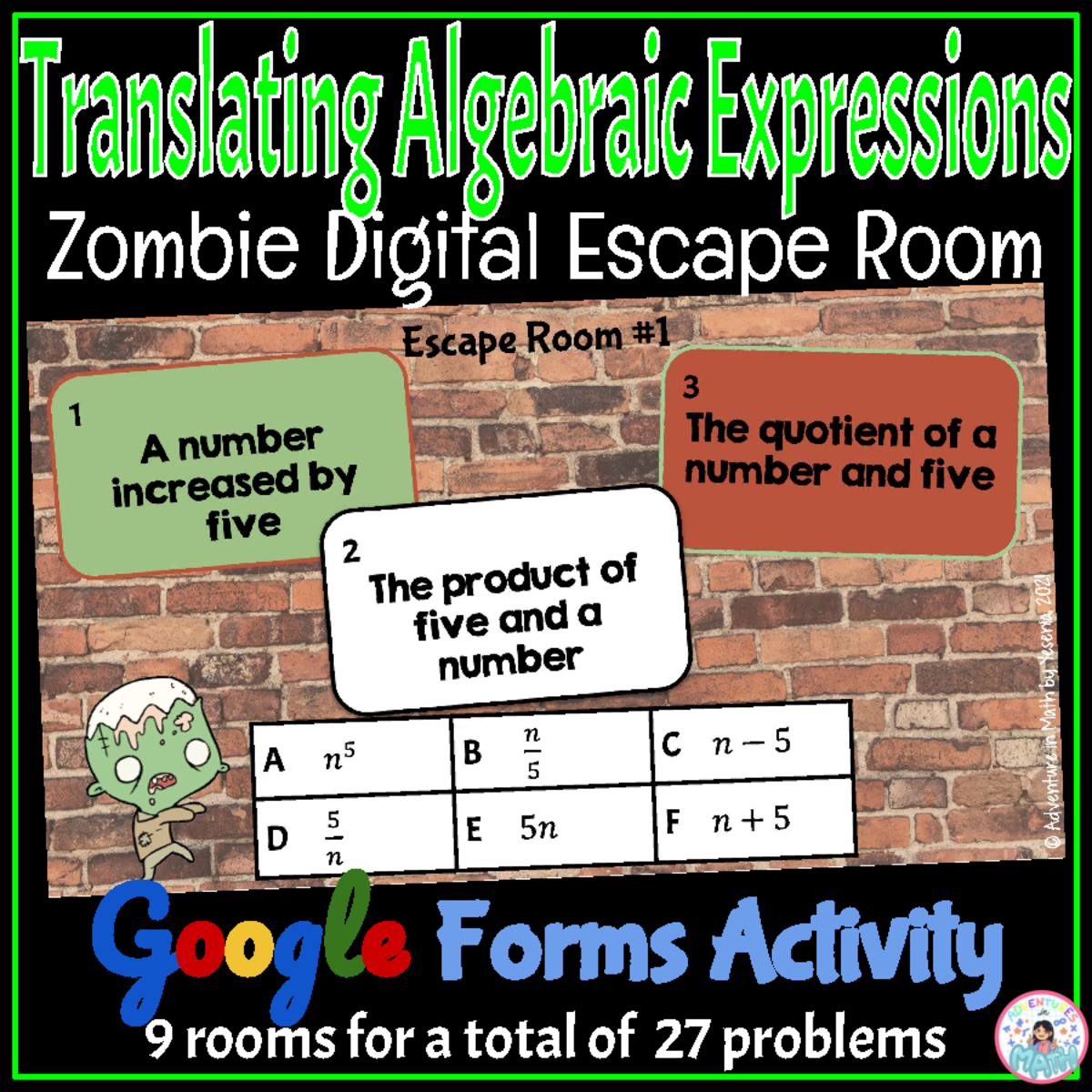 Chloe Blackwell Translating Algebraic Expressions Zombie Digital Math
