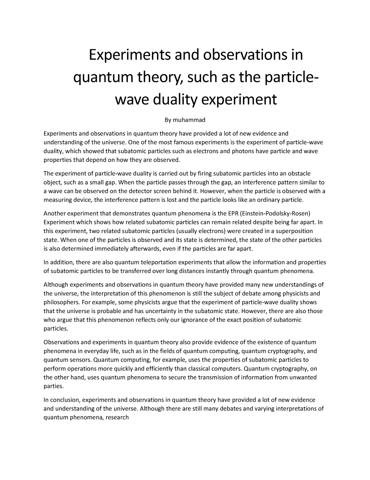 Experiments And Observations In Quantum Theory - One Of The Most Famous ...