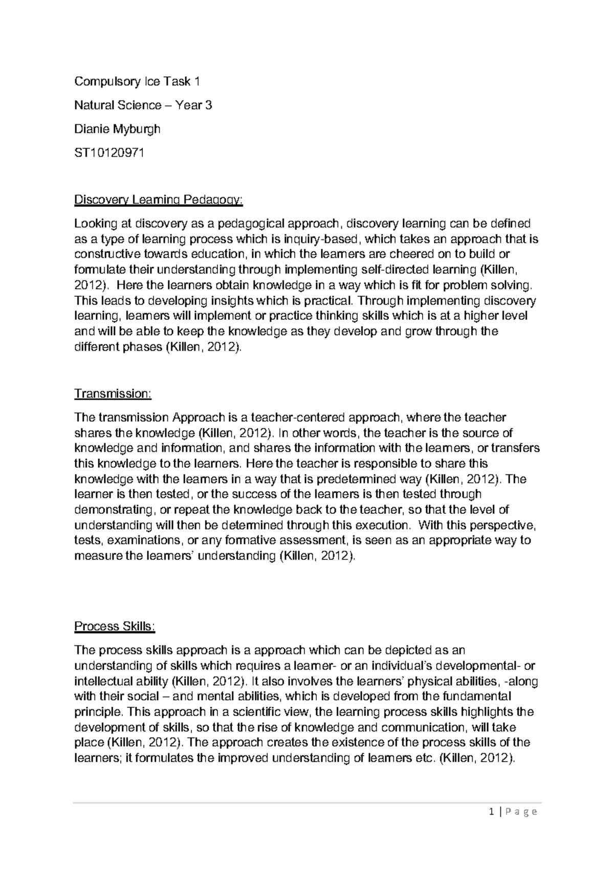 Page Numbers - Ice task 1 - 1 | P a g e Compulsory Ice Task 1 Natural ...