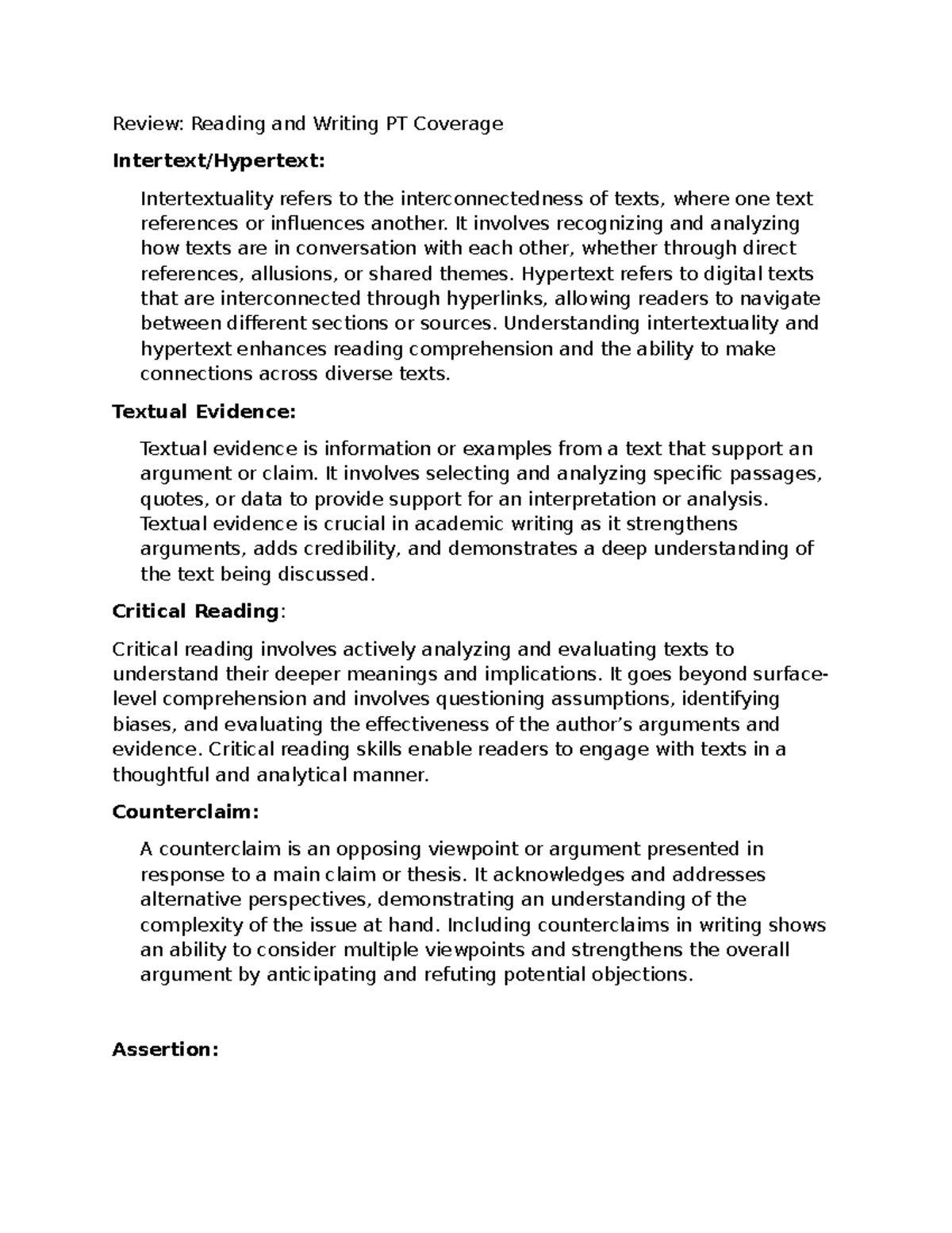 Reviewer for reading and writing Review Reading and Writing PT