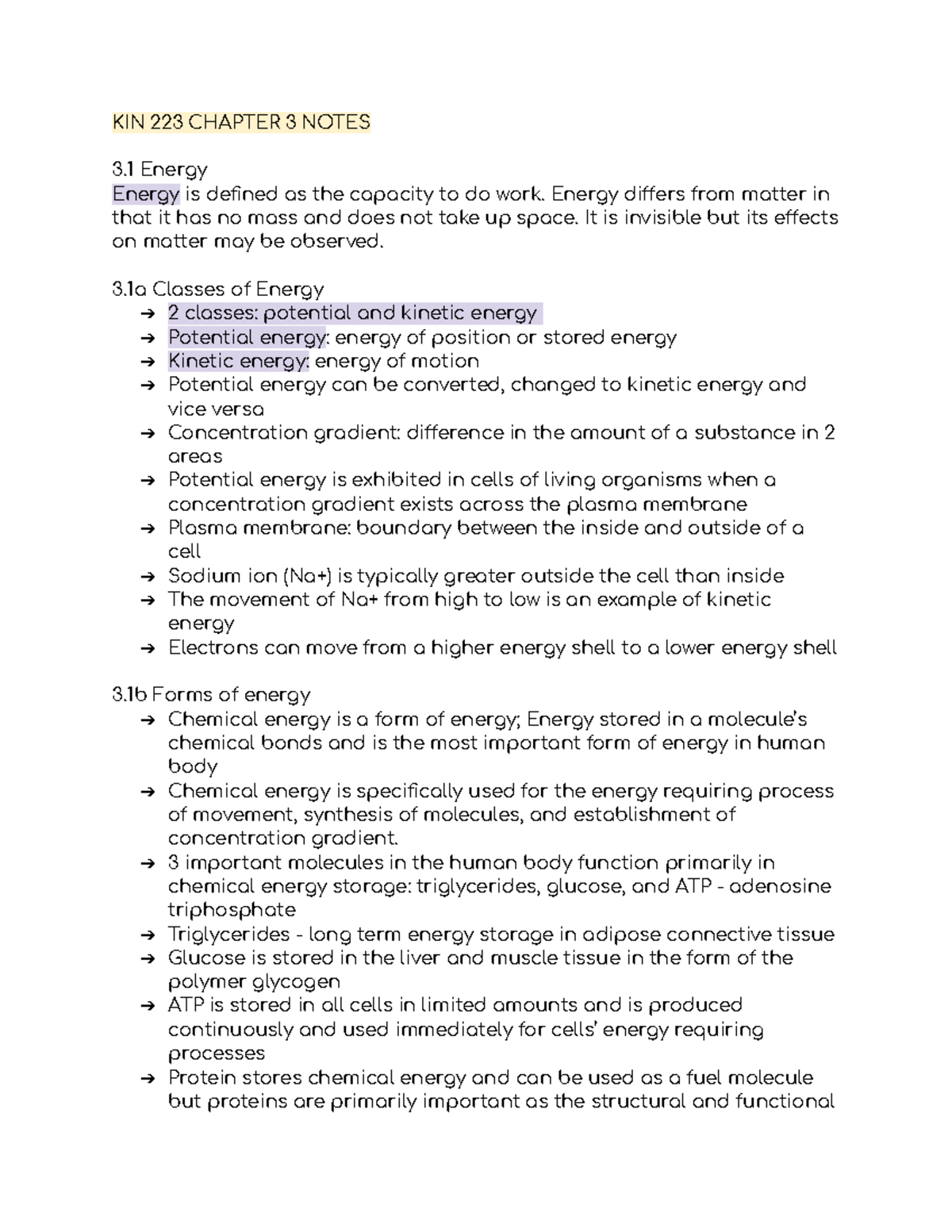 KIN 223 F CHAP3 Notes - If This Helps You In Any Way, Please Keep It ...