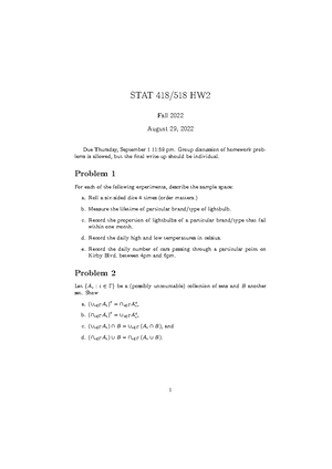 Stat518 Hw9-2 - Homework - STAT 518 HW 9 Fall 2022 November 2, 2022 Due ...