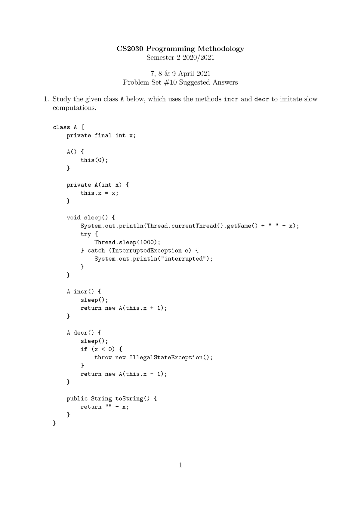 Recitation 10-guide - CS2030 Programming Methodology Semester 2 2020/ 7 ...