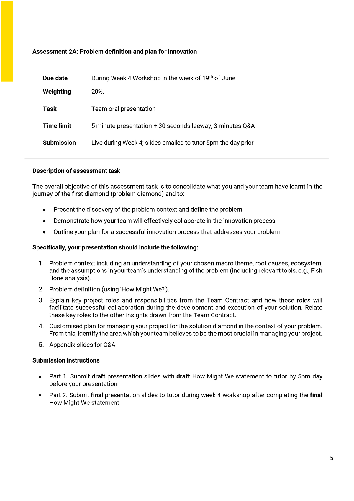 COMM1120 Assessment Guide 2A - 5 Assessment 2A: Problem Definition And ...