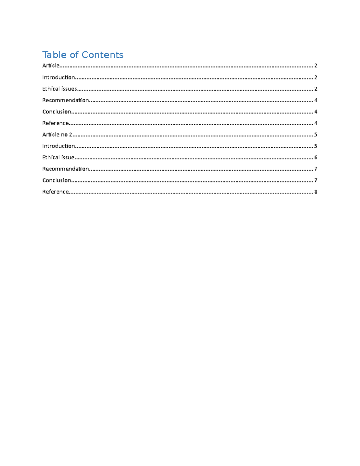 Articles - master of business - Table of Contents - Studocu