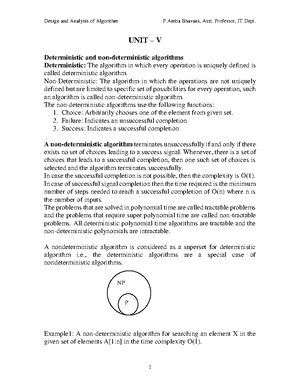 Daa UNIT5 notes - UNIT – V Deterministic and non-deterministic ... image.
