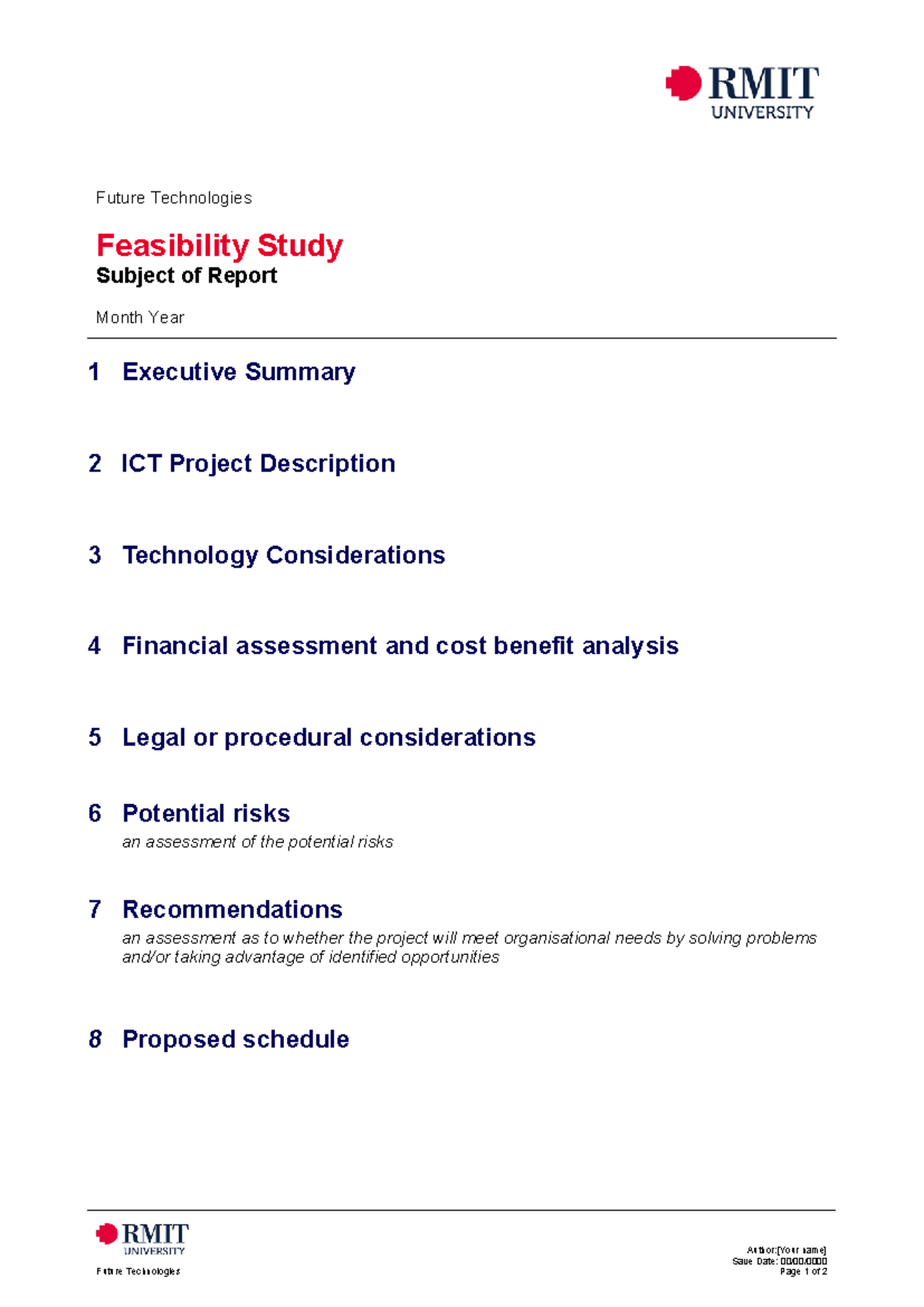 AT2 Feasibility Study Template - Future Technologies Feasibility Study ...