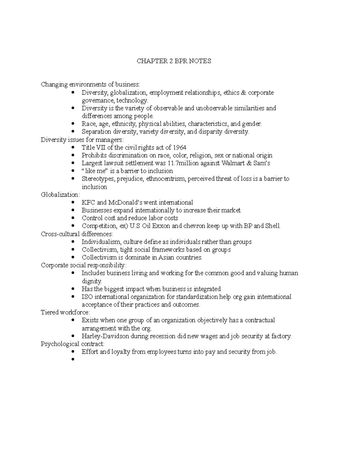 Chapter 2 BPR Notes, ORG Behave - CHAPTER 2 BPR NOTES Changing ...