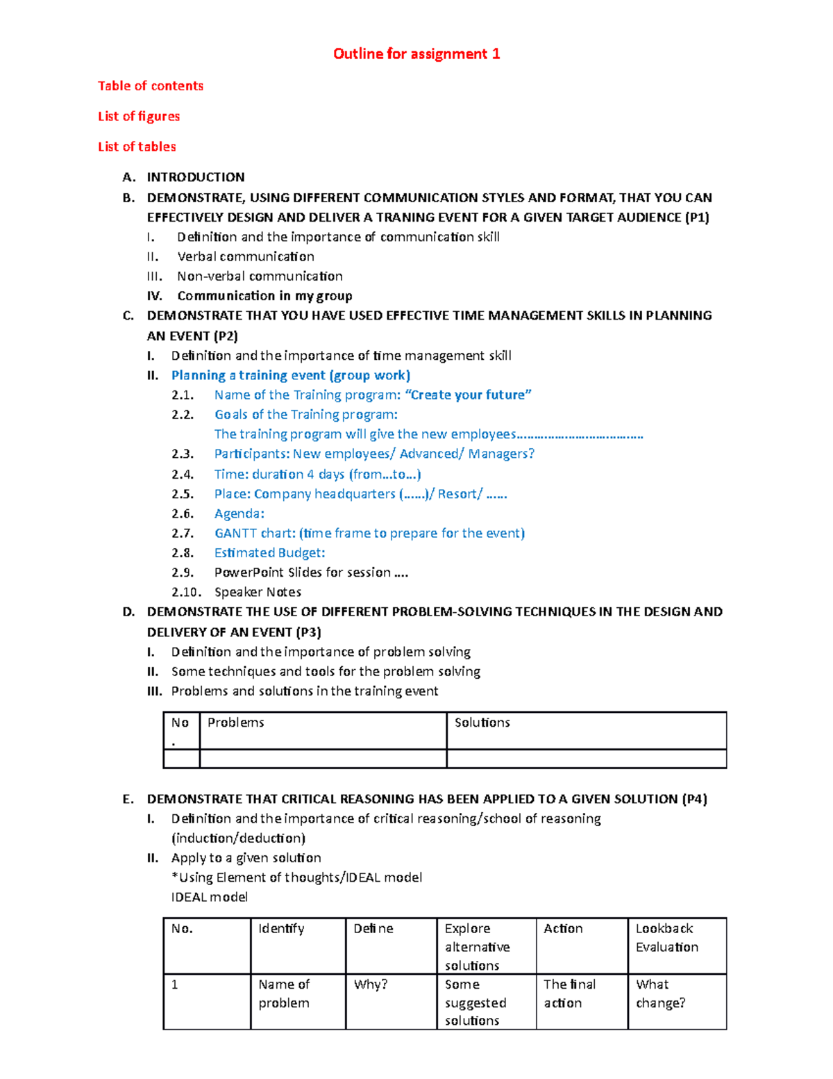 Outline for assignment 1 Professional Practice - Outline for assignment ...