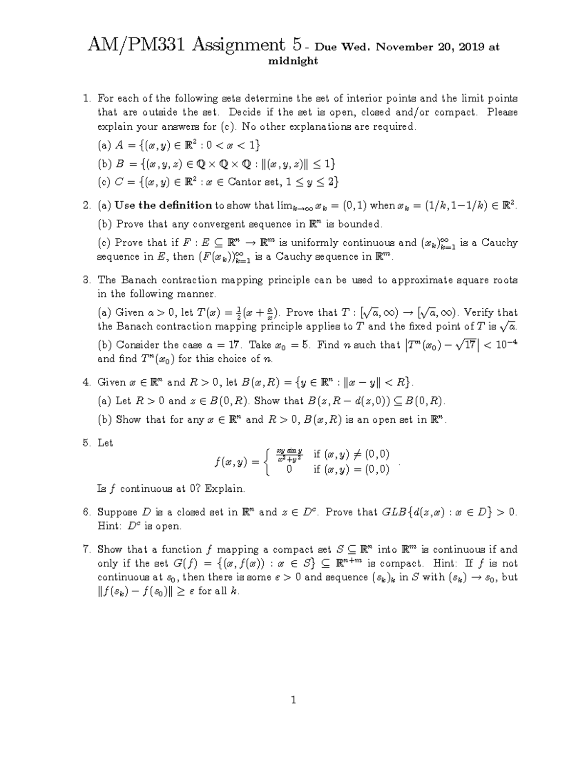 A. Pmath.331.Asst5 - assignment - AM/PM331 Assignment 5 - Due Wed ...