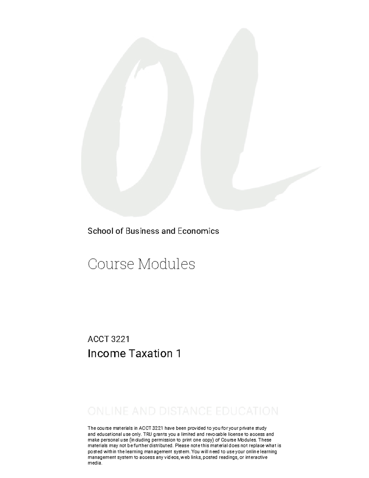 ACCT3221 Course Modules - School Of Business And Economics Course ...