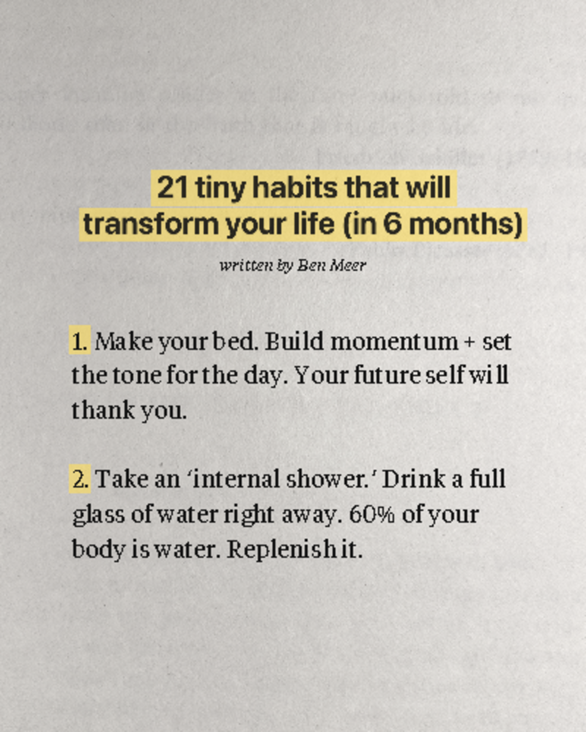 21 tiny habits that will transform your life in 6 months - 1. Make your ...