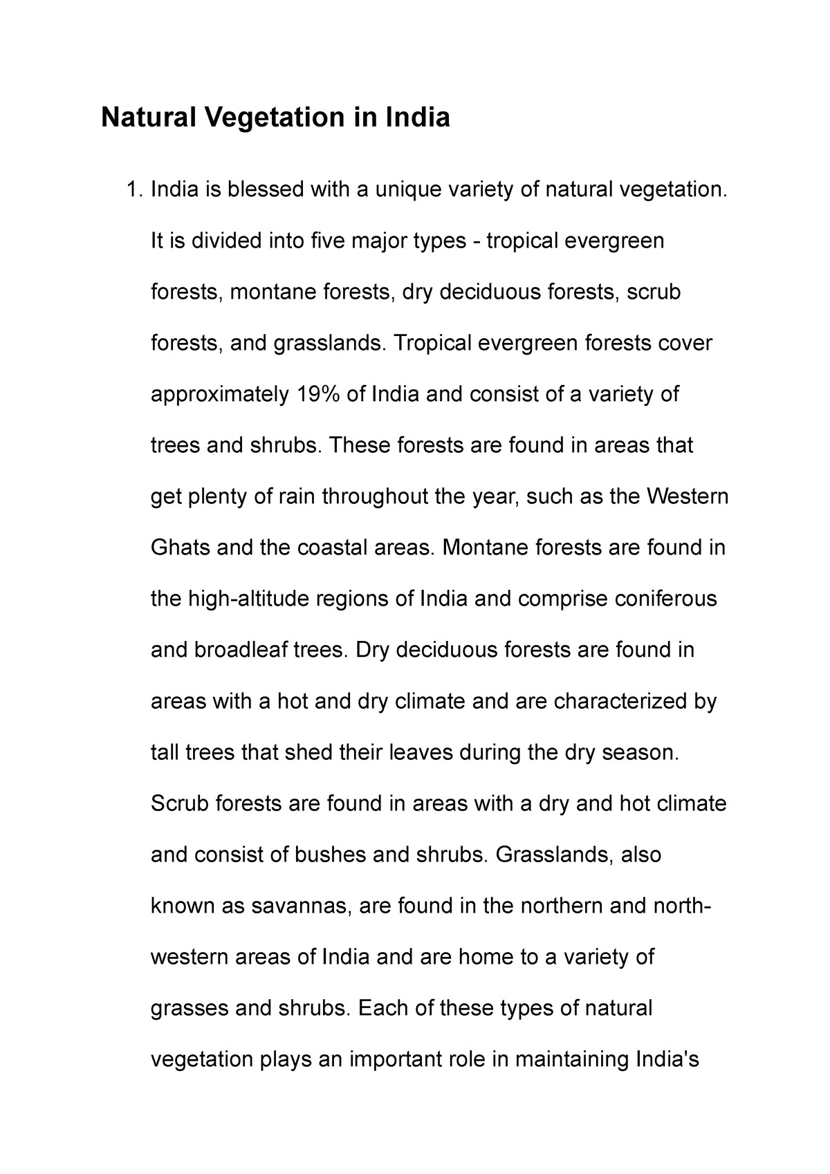 essay on natural vegetation of haryana