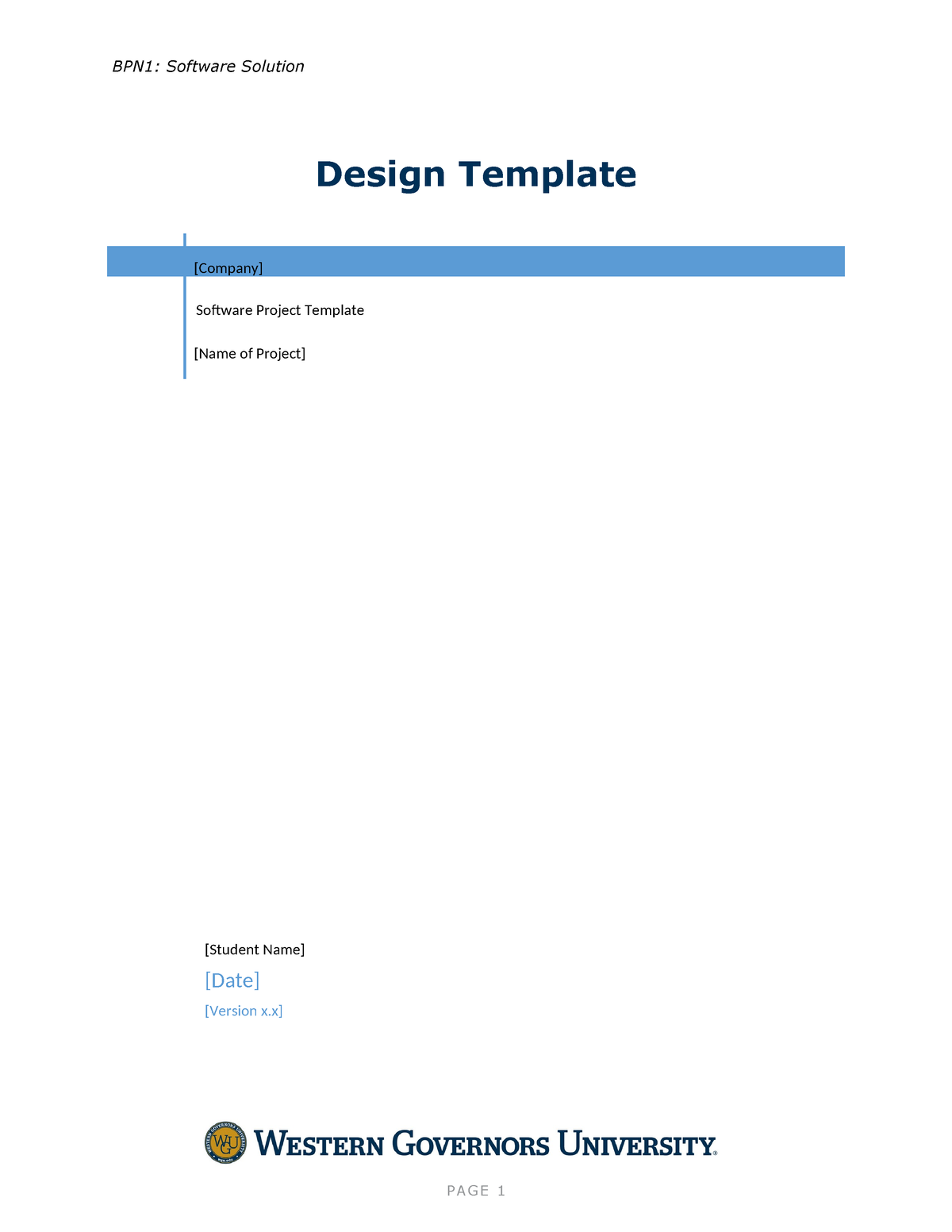 Design Template - BPN1: Software Solution Design Template [Company ...