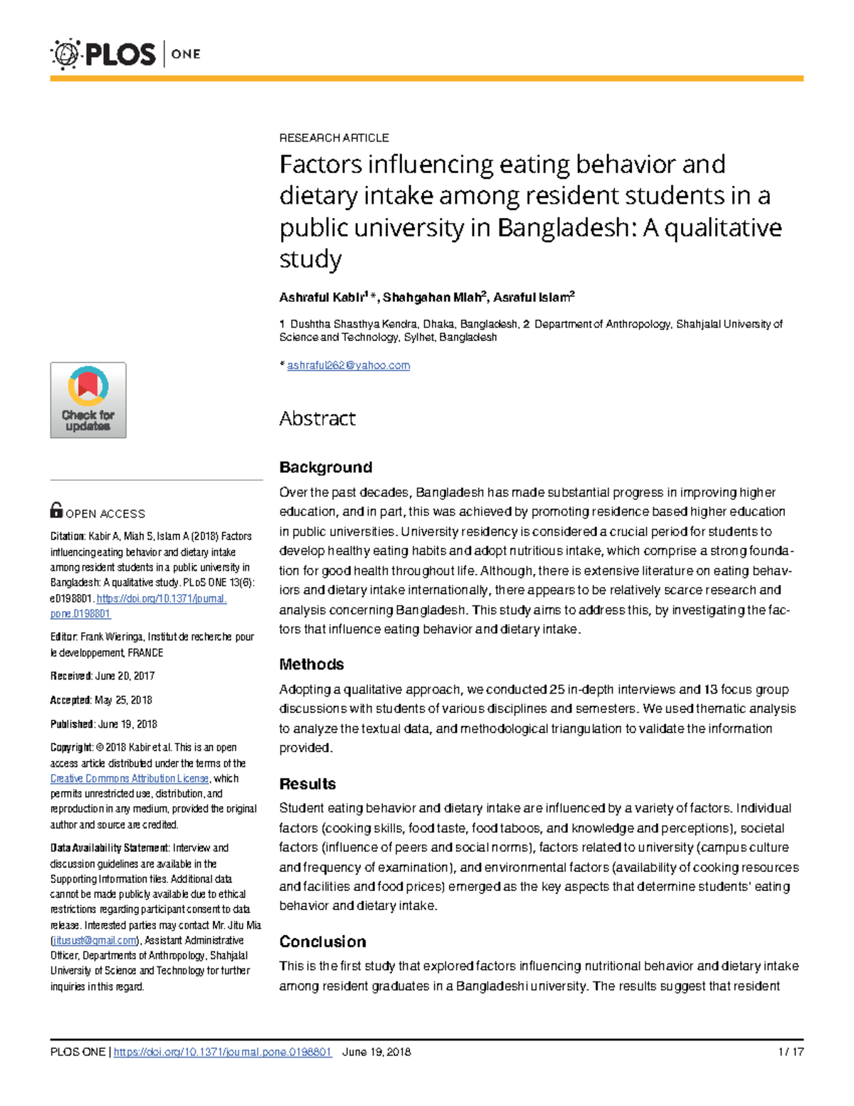 Factors Influencing Eating Behavior - RESEARCH ARTICLE Factors ...