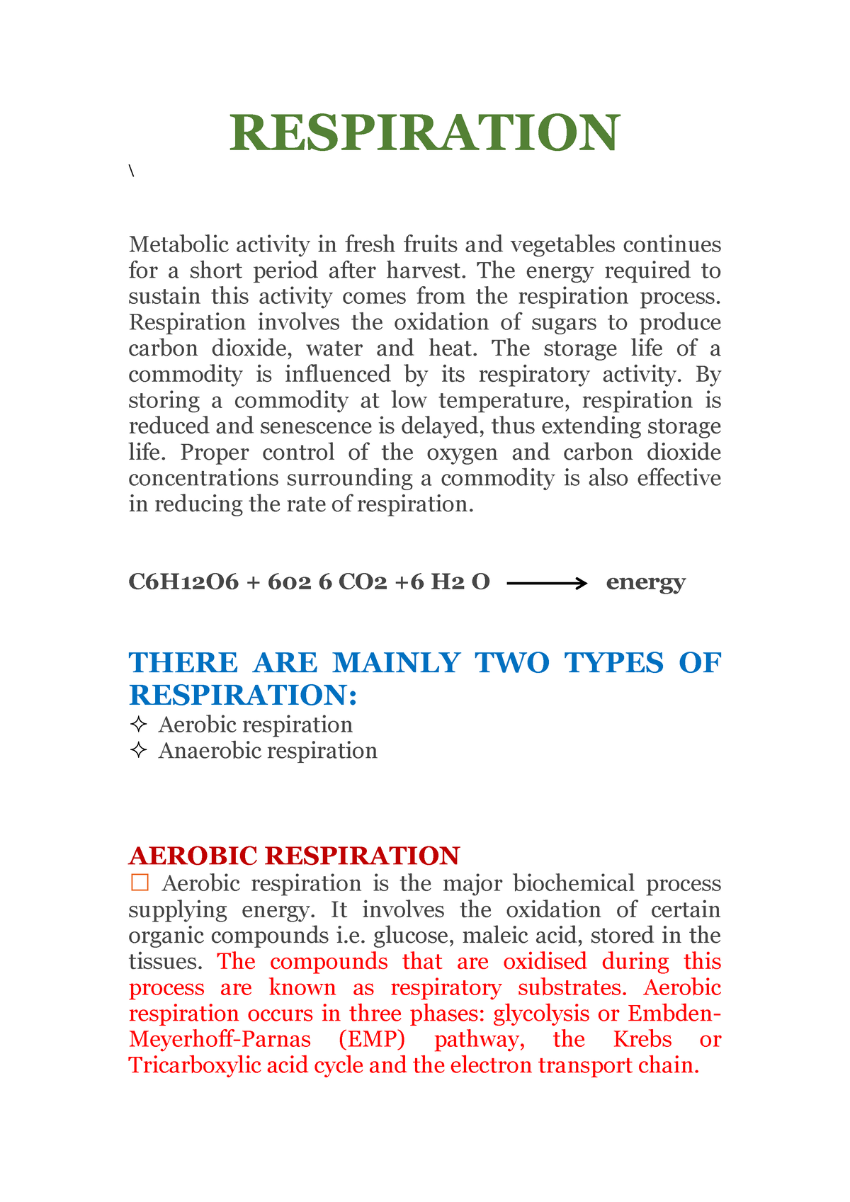 Respiration - Respiration \ Metabolic Activity In Fresh Fruits And 