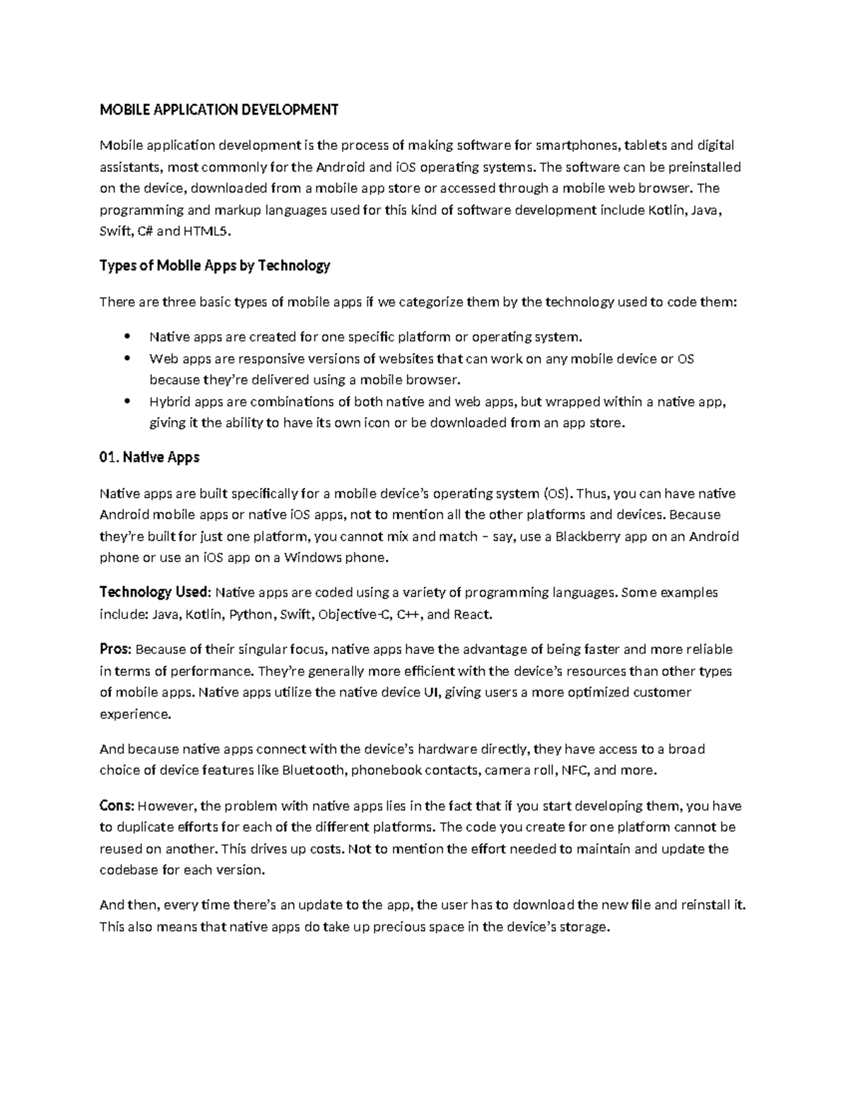 Mobile App notes-WPS Office - MOBILE APPLICATION DEVELOPMENT Mobile ...