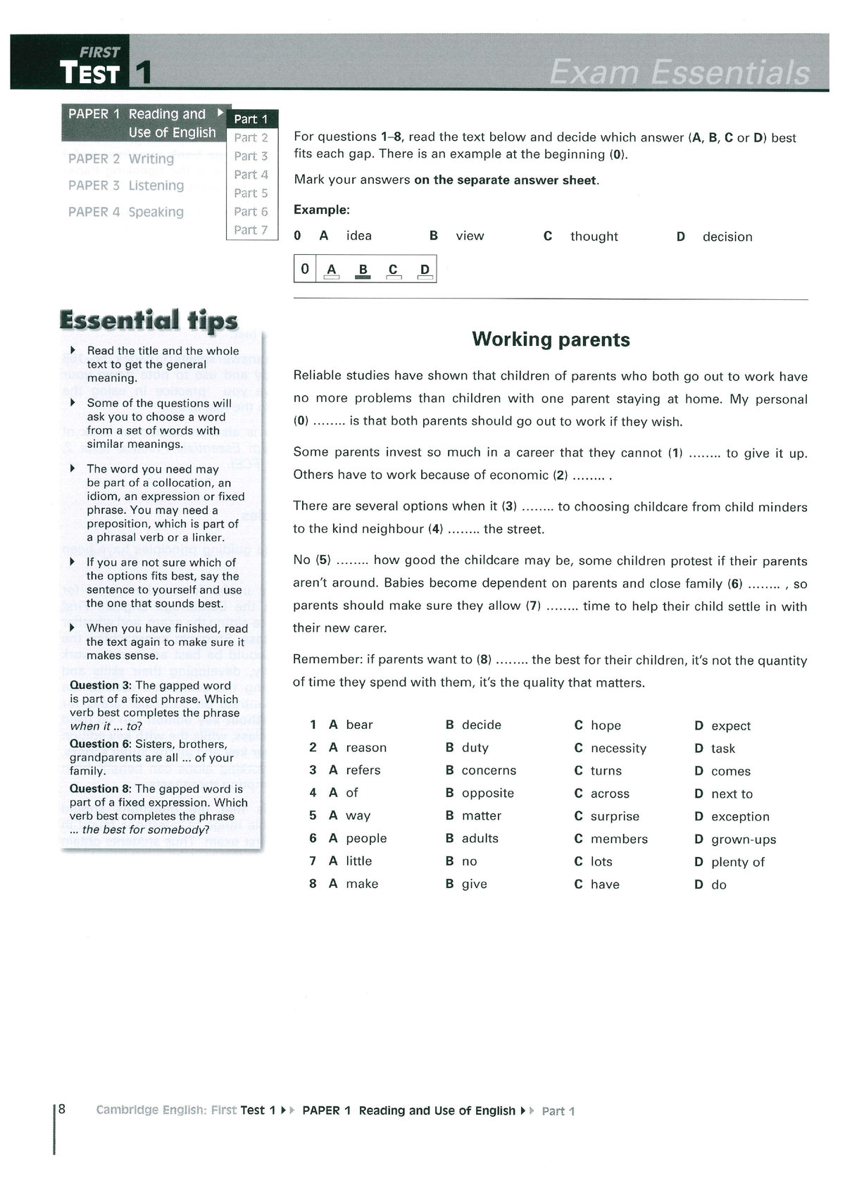 FCE Exam Essentials Book 1 Test 1 - 0500 - Studocu