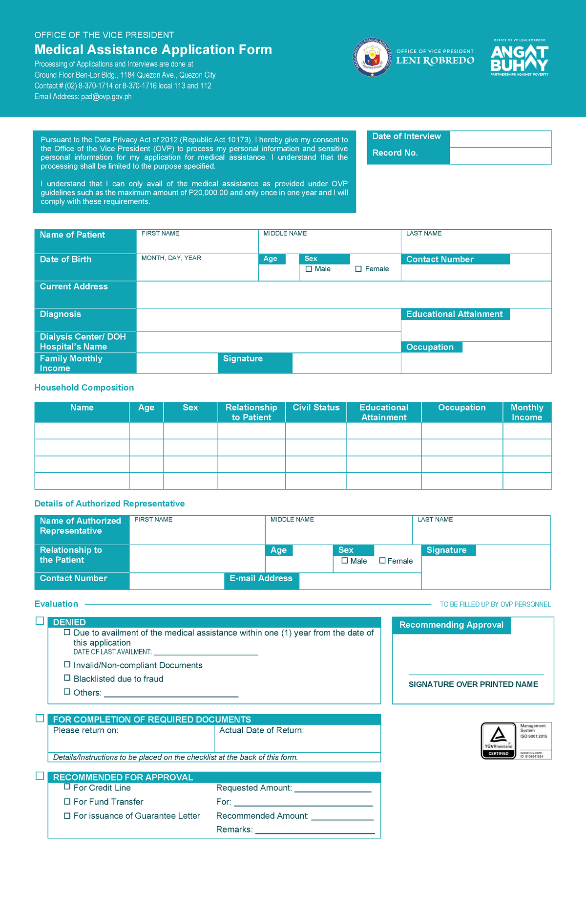 Revised Med Assistance Form 07142021 Office Of The Vice President Medical Assistance 3677