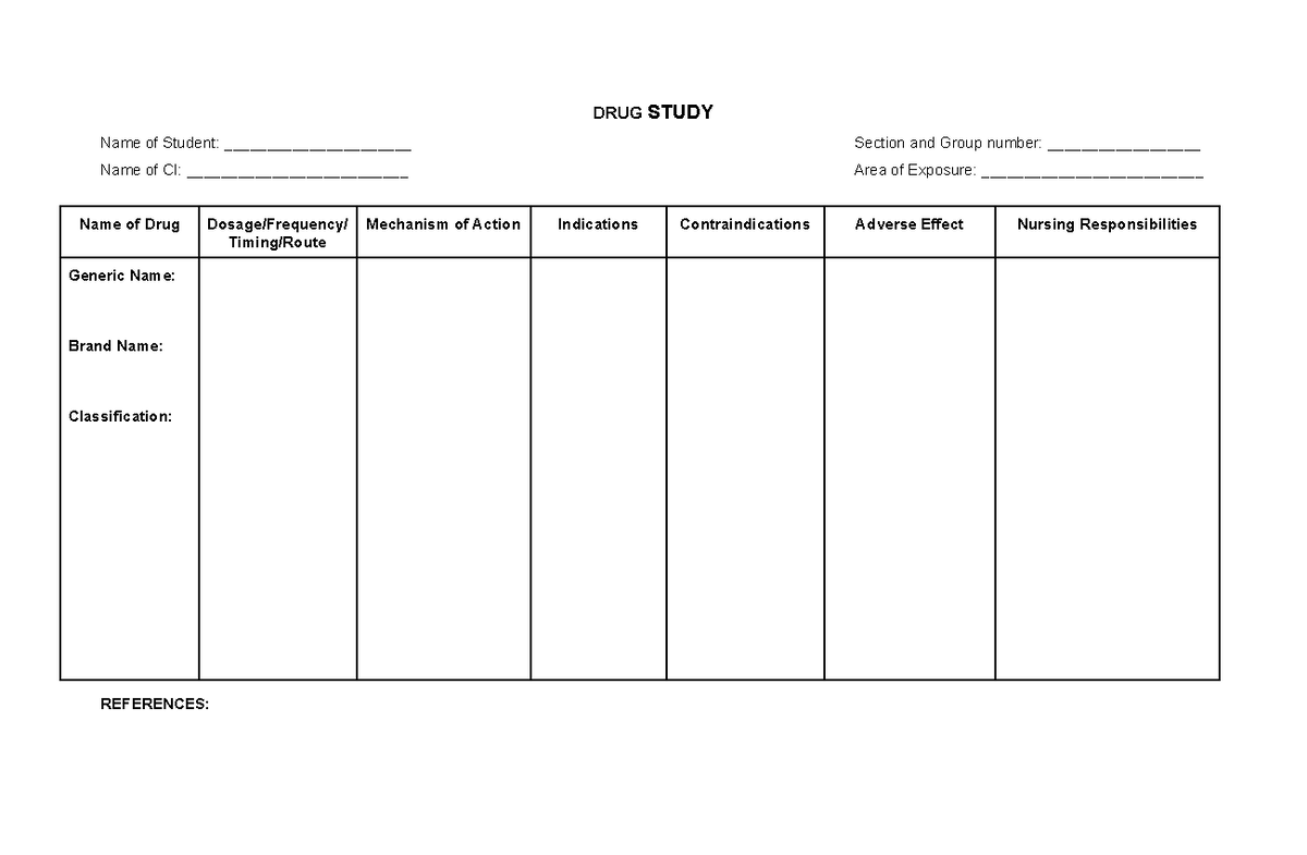 DRUG Study Template - Care of Clients with Problems in Oxygenation ...