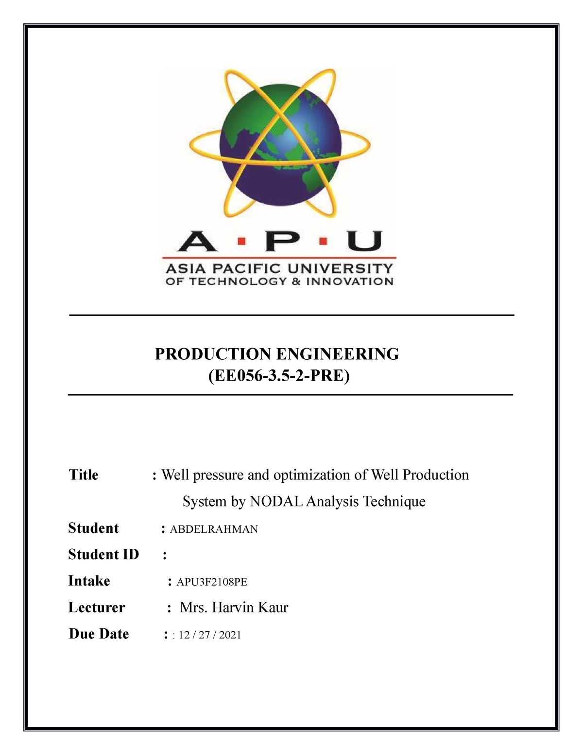 production engineering thesis pdf