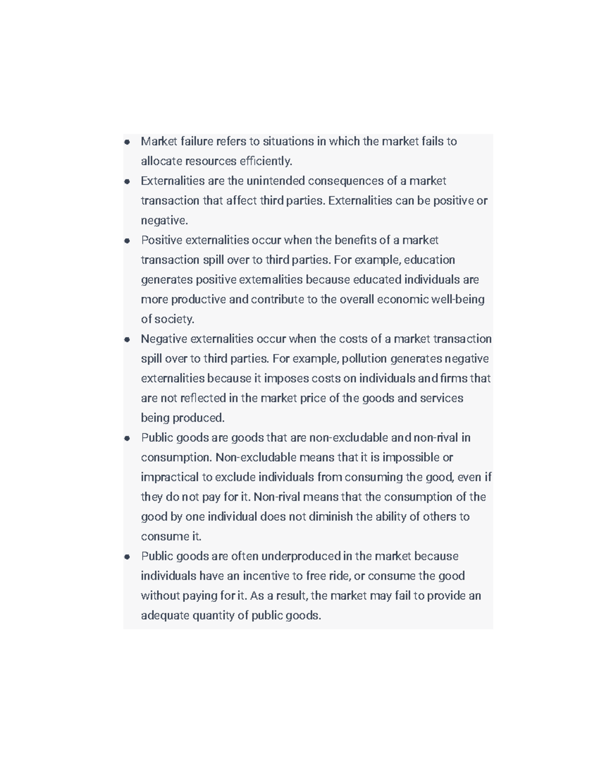 Market Failure Notes - For Microeconomics with Zhang. - Market failure ...