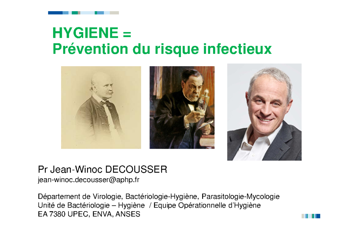 Généralités Hygiène - HYGIENE =Prévention Du Risque Infectieux Pr Jean ...