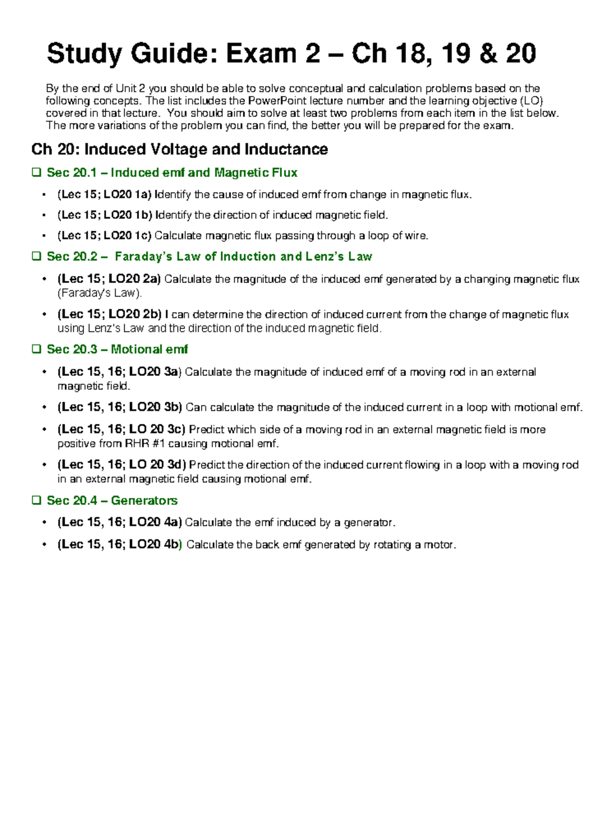 Ch20 Review Questions Calculation - Study Guide: Exam 2 – Ch 18, 19 ...