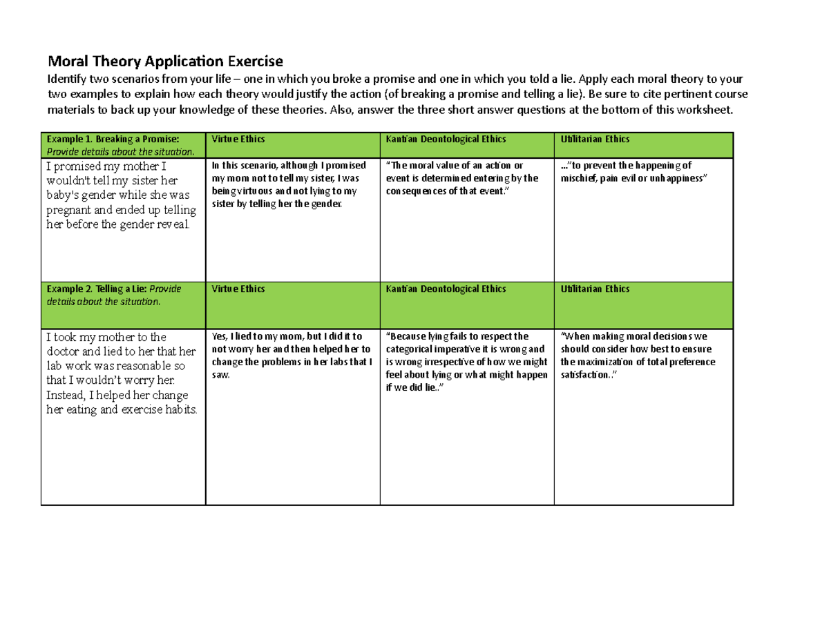 Moral Theory Application Exercise Template 2 Copy Copy H ED 5325 StuDocu