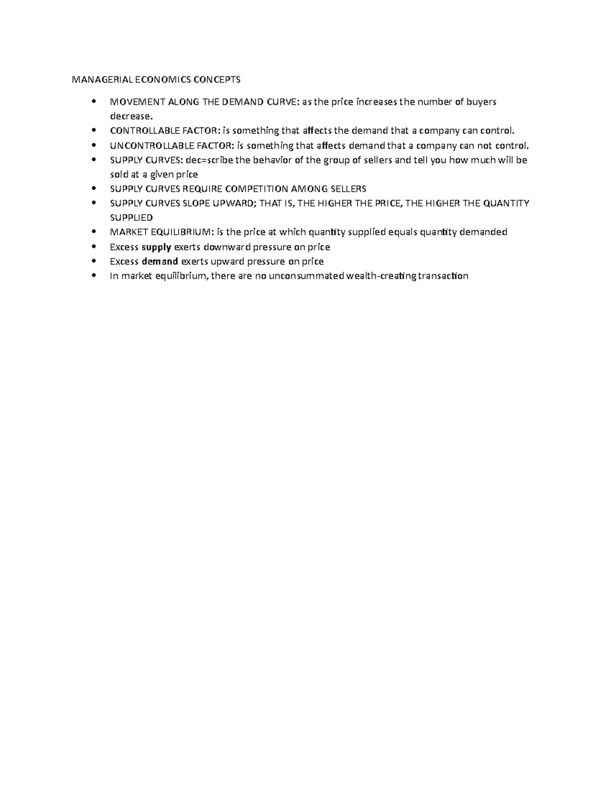 Managerial Economics - MANAGERIAL ECONOMICS CONCEPTS MOVEMENT ALONG THE ...