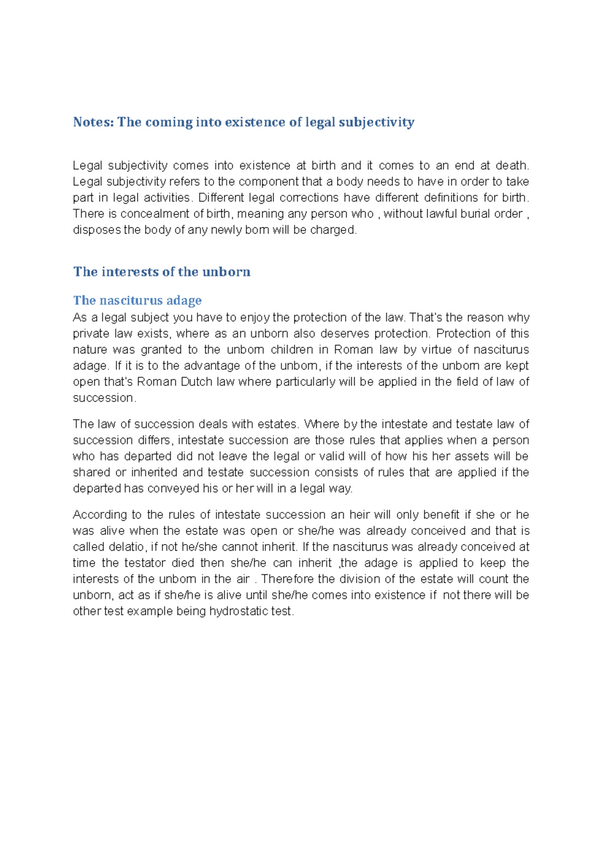 Administration of Estates acts - Notes: The coming into existence of ...