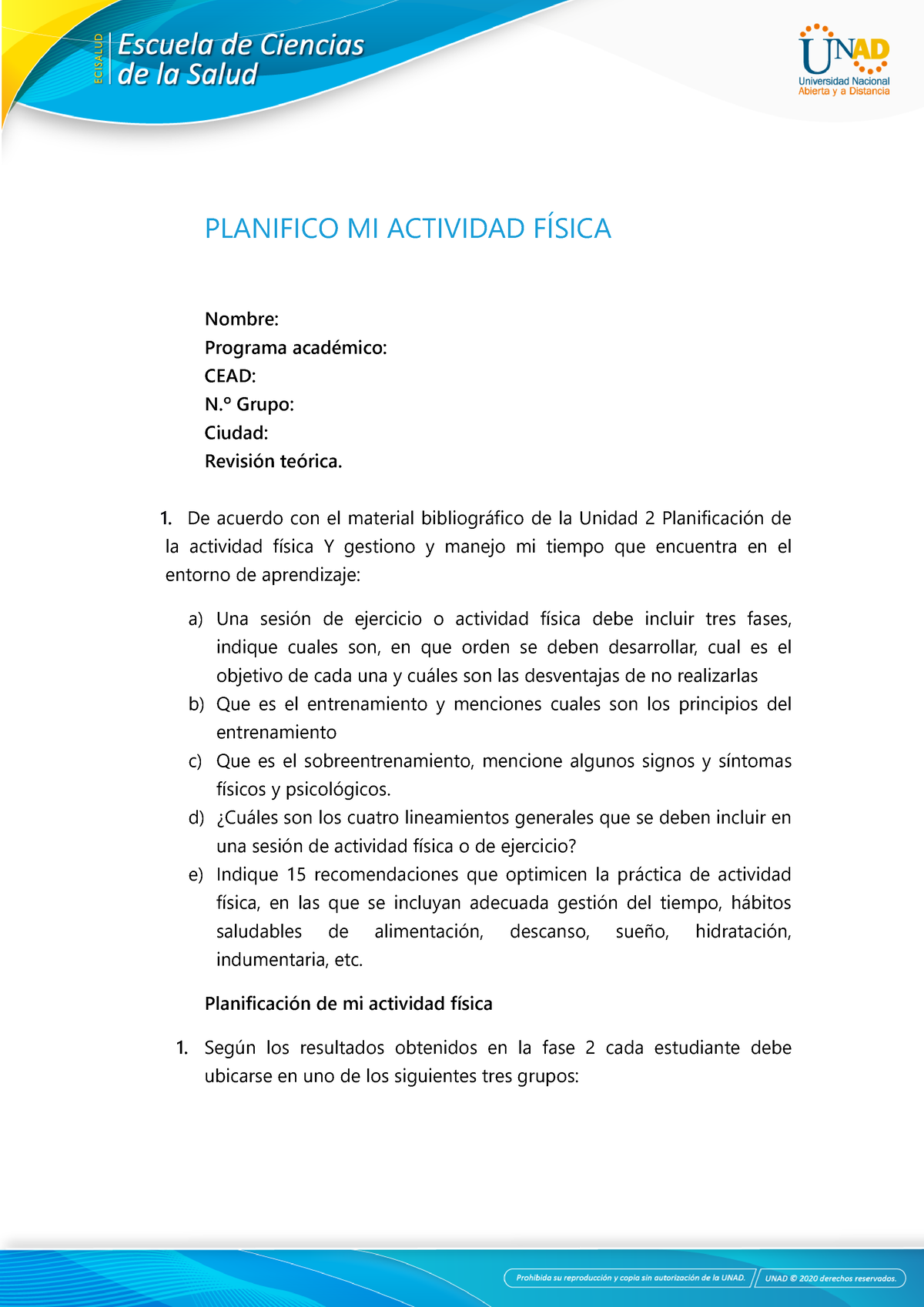 Anexo Planifico Mi Actividad Fisica Fase Planifico Mi Actividad F Sica Nombre Programa