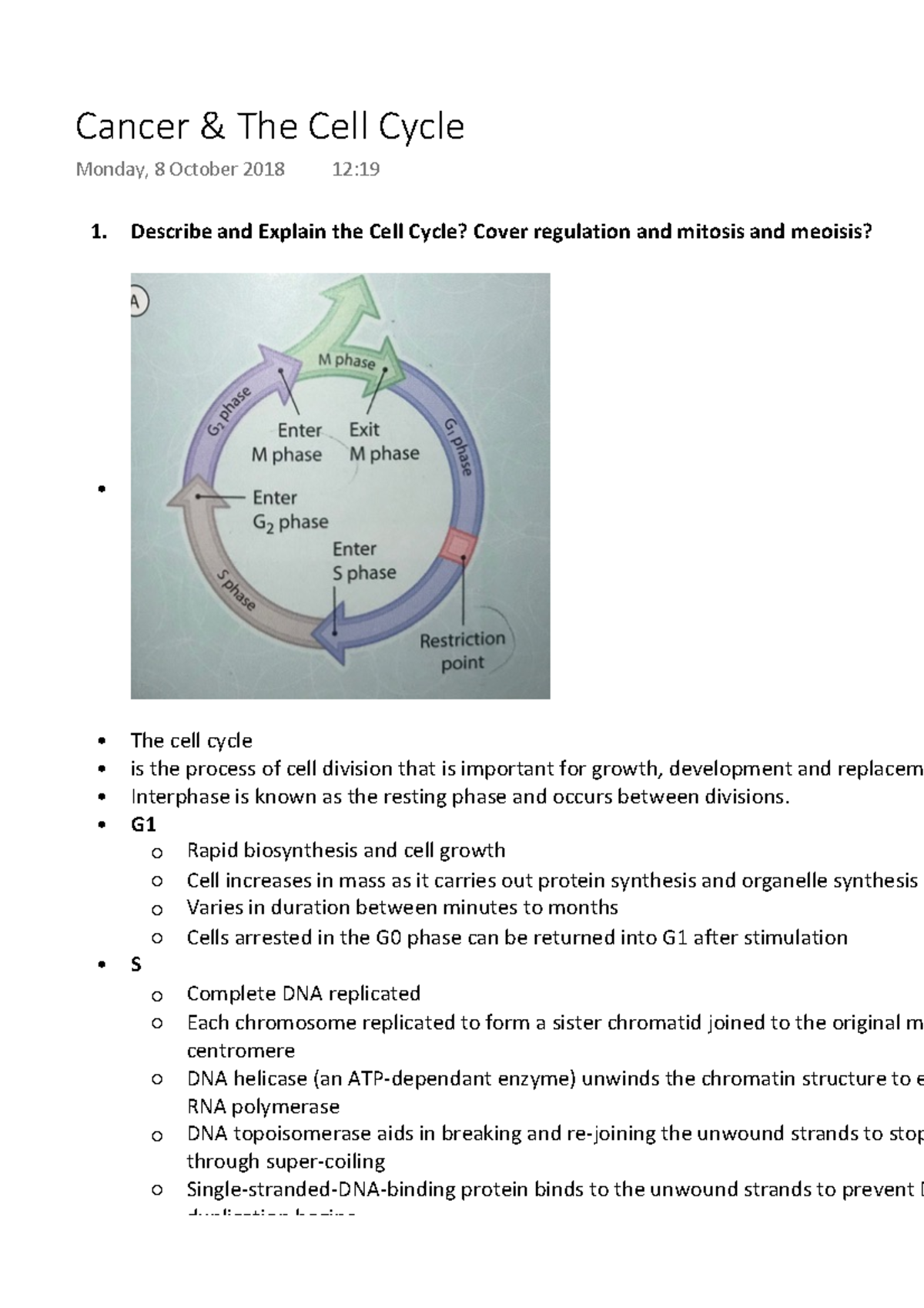 Cancer And The Cell Cycle Describe And Explain The Cell Cycle Cover Regulation And Mitosis