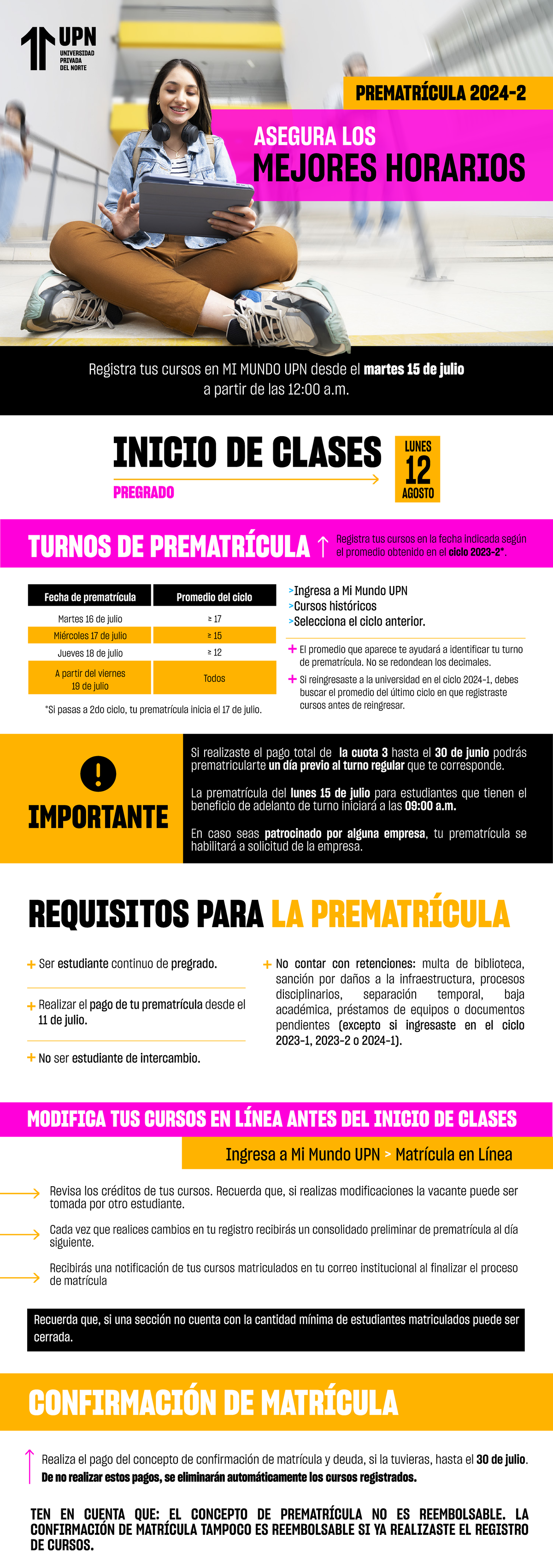 Upn Boletin Prematricula UG Lima 09 07 2024 - MEJORES HORARIOS ASEGURA ...