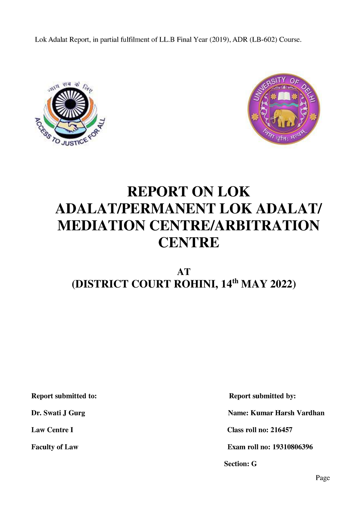 report on lok adalat visit