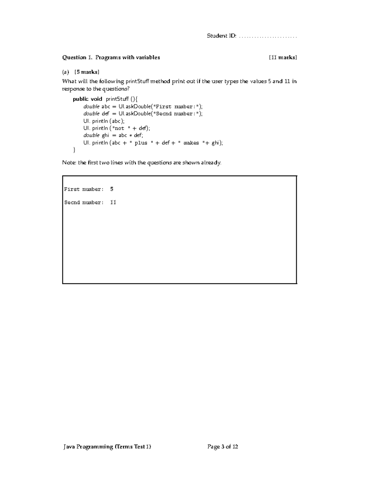 EXAM PART 1 NO KEY - EXAM PRACTICE TAKEN ONLINE - Question 1. Programs ...