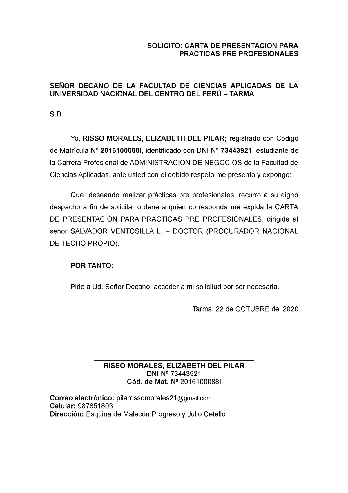 Solicitud Carta De Presentación Solicito Carta De PresentaciÓn Para Practicas Pre 1392