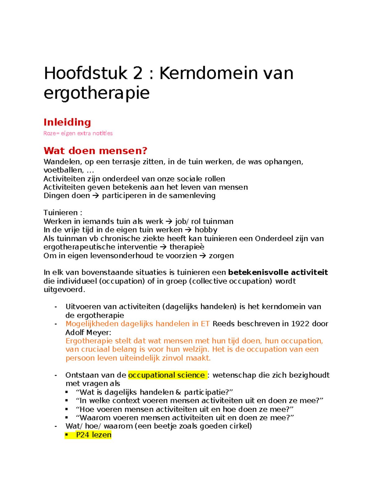 Hoofdstuk 2;word - Samenvatting Grondslagen Van De Ergotherapie ...