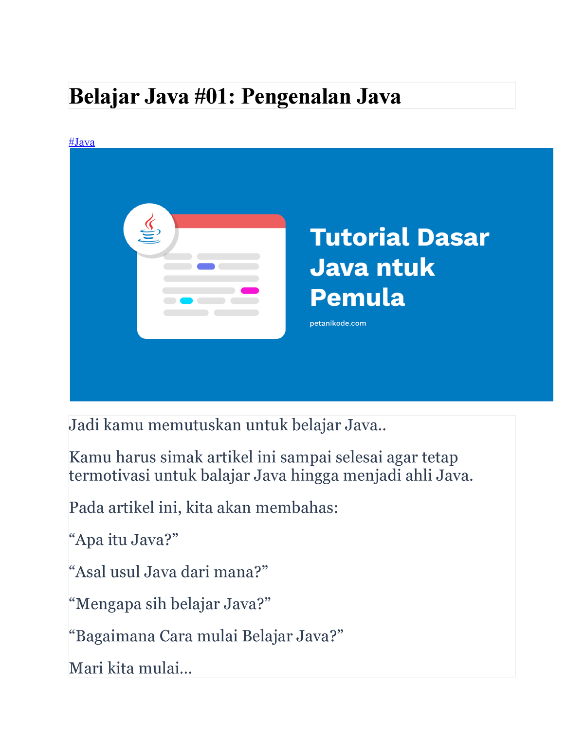 Belajar Java - ADADA - Belajar Java #01: Pengenalan Java #Java Jadi ...